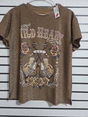 Maurices Shimmery Tan Brown Top